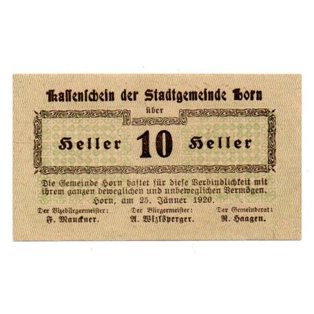 Ausztria Notgeld Horn 10 Heller 1920