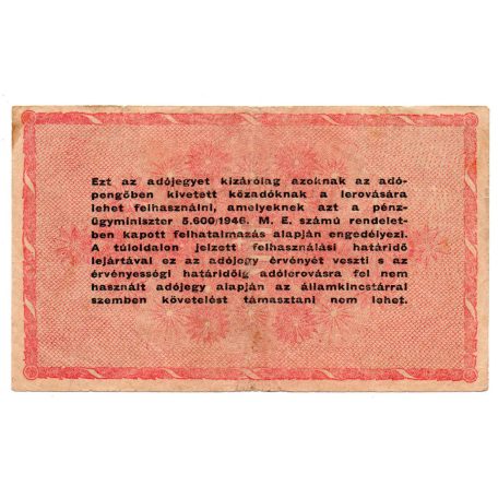 1 Millió Adópengő 1946 P53Ah F címer tükörkép és amelyeknek