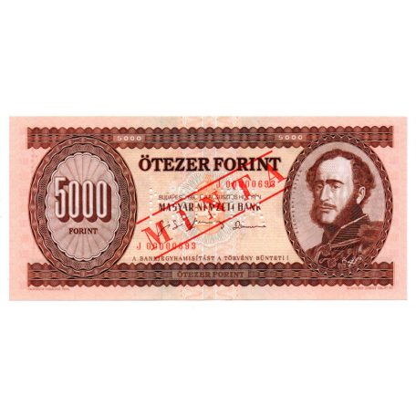 5000 Forint Bankjegy 1995 J sorozat MINTA