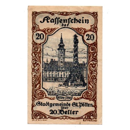 Ausztria Notgeld Sankt Pölten 20 Heller 1920