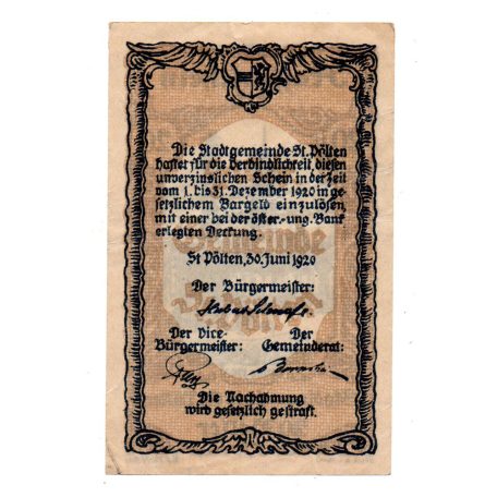 Ausztria Notgeld Sankt Pölten 20 Heller 1920