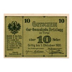 Ausztria Notgeld Brixlegg 10 Heller 1920