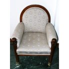 Art-Deco Fotel, szövettel kárpitozott antik faragott fa