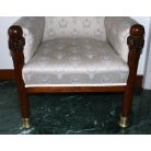 Art-Deco Fotel, szövettel kárpitozott antik faragott fa