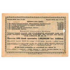 20000 Korona Árvaházi Sorsjegy E sorozat 1925