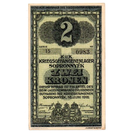 1916 Sopronnyék Hadifogolytábor 2 Korona arab sorozat