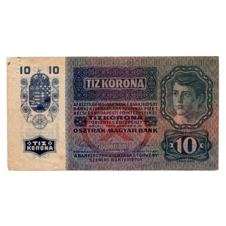 10 Korona Bankjegy 1915 gVF