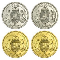   Ferenc József 10 Korona 1895 és 1915 réz és ezüst UV. párban
