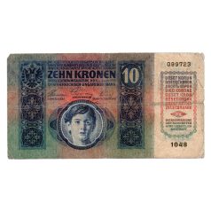 10 Korona Bankjegy 1915 román felülbélyezéssel VG