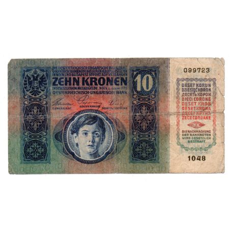 10 Korona Bankjegy 1915 román felülbélyezéssel VG