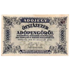   500000 Adópengő 1946 P52A aEF sor- és folyószám nélkül
