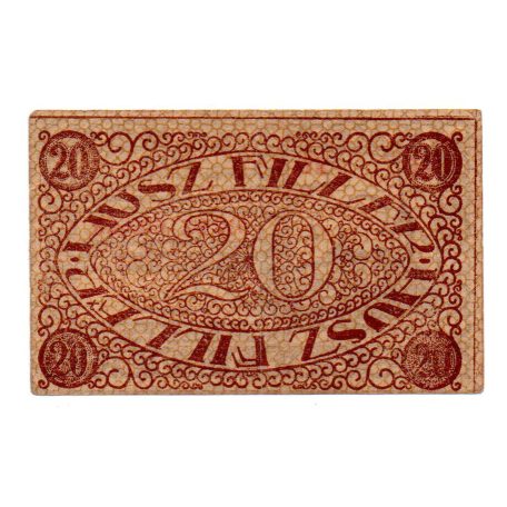 Pécs város Házipénztár 20 Fillér pénztárjegy 1919