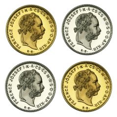   Ferenc József 4 Forint 1880 és 1892 Fiume CuZn és Ag UV. párban