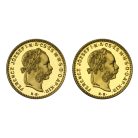 Ferenc József 4 Forint 1880 és 1892 Fiume arany UV párban 6,44g Au900