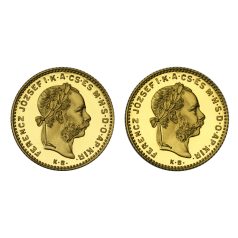   Ferenc József 4 Forint 1880 és 1892 Fiume arany UV. párban