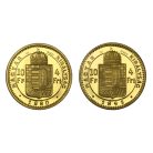 Ferenc József 4 Forint 1880 és 1892 Fiume arany UV párban 6,44g Au900
