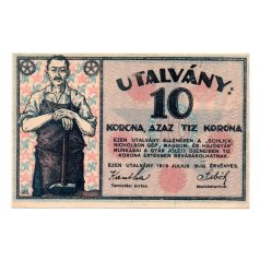   Schlick-Nicholson Gép Waggon és Hajógyár 10 Korona utalvány 1919