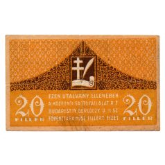 Központi Sajtóvállalat 20 Fillér utalvány 1919
