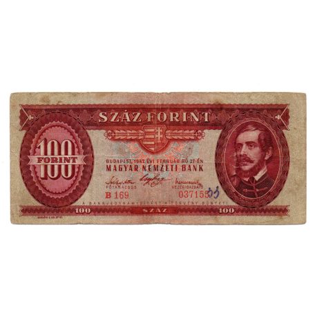 100 Forint Bankjegy 1947 F