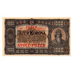   1000 Korona Államjegy 1923 8 FILLÉR felülbélyegzéssel aEF-EF