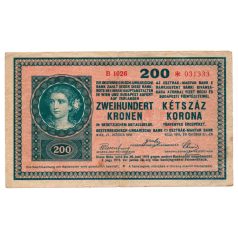 200 Korona Bankjegy 1918. B, csillag  Ritka változat
