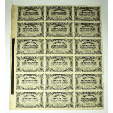500000 Adópengő 1946 felvágatlan ív UNICUM