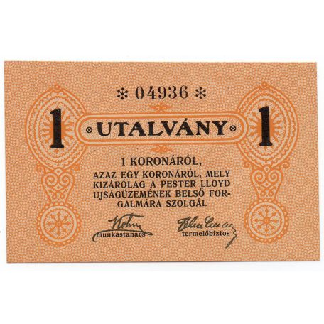 Pester Lloyd Újságüzem 1 Korona Utalvány