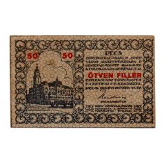   Pécs város Házipénztár 50 Fillér pénztárjegy 1919 1. Kiadás