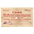 Pápa 10 Korona Csekk 1919 C sorozat
