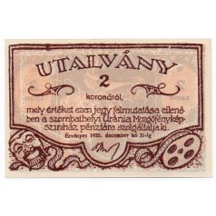 Uránia 2 Korona utalvány Szombathely 1920