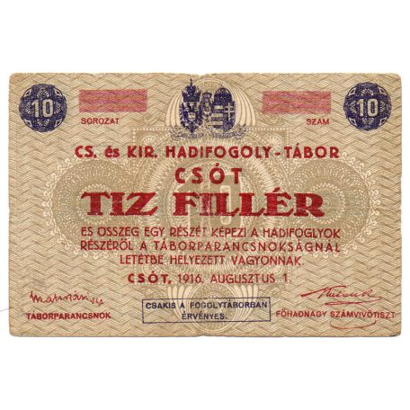 Csót Hadifogolytábor 10 Fillér 1916