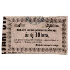 Miskolc 10 Krajcár pénztári utalvány 1860
