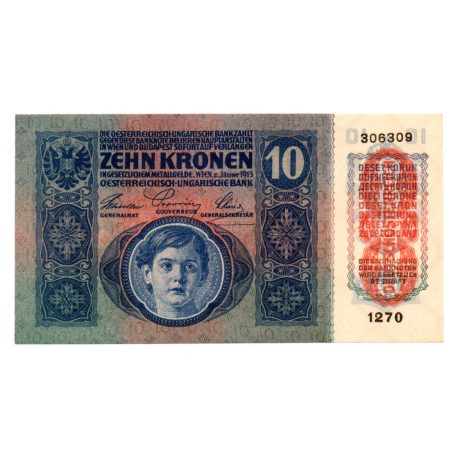 10 Korona Bankjegy 1915 Deutschösterreich felülbélyezéssel UNC