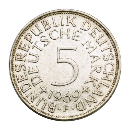 Németország ezüst 5 Márka 1969 F