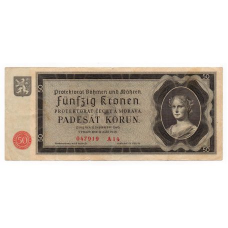 Bohémia-Morávia Csehszlovákia német megszállása 50 Korona 1940