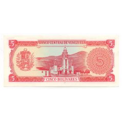   Venezuela 5 Bolivár Bankjegy 1989 P70b UNC 8 számjegyű sorszám