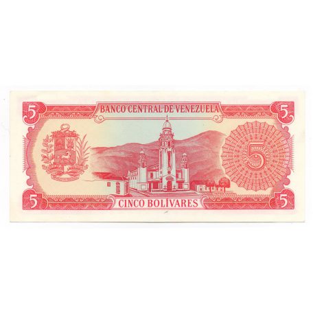 Venezuela 5 Bolivár Bankjegy 1989 P70b UNC 8 számjegyű sorszám