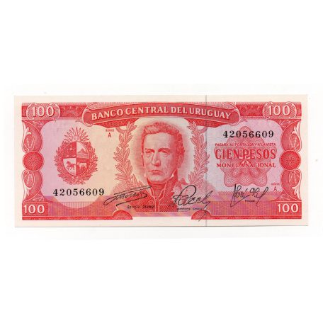 Uruguay 100 Peso Bankjegy 1967 P47a UNC