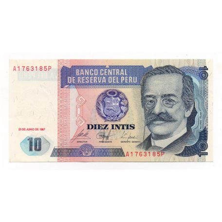 Peru 10 Intis Bankjegy 1987 P129a UNC