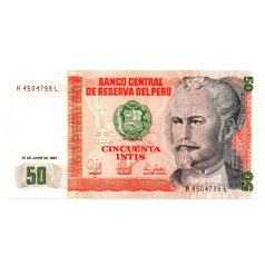 Peru 50 Intis Bankjegy 1987 P131b UNC