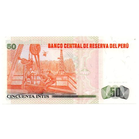 Peru 50 Intis Bankjegy 1987 P131b UNC