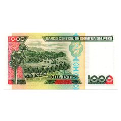 Peru 1000 Intis Bankjegy 1988 P136b UNC