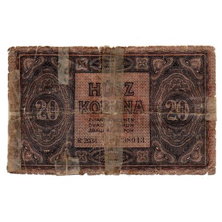 20 Korona Postatakarékpénztár jegy1919 Augusztus
