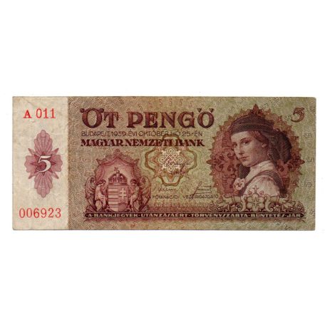 5 Pengő Bankjegy 1939 VF