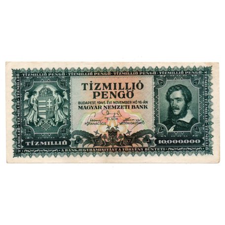 10 Millió Pengő Bankjegy 1945 VF