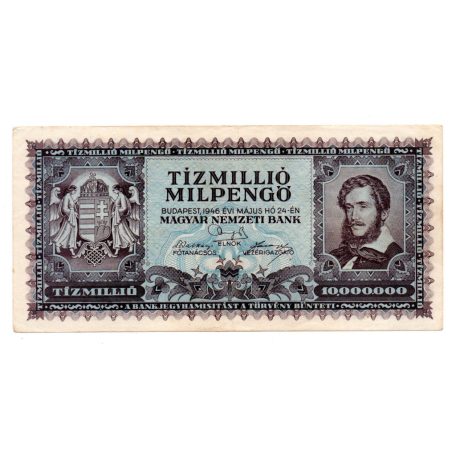 10 Millió Milpengő Bankjegy 1946 VF