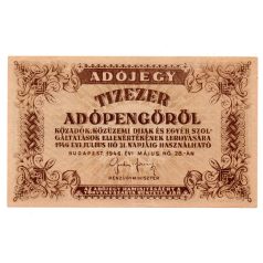 10000 Adópengő 1946 P49B aEF sorszám nélküli