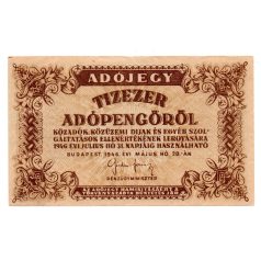 10000 Adópengő 1946 P49B VF sorszám nélküli