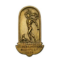   Tornász Világbajnokság Budapest bronz gomblyukjelvény 1934