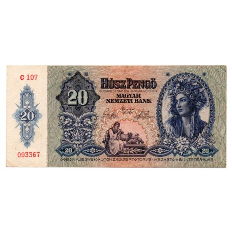 20 Pengő Bankjegy 1941 VF